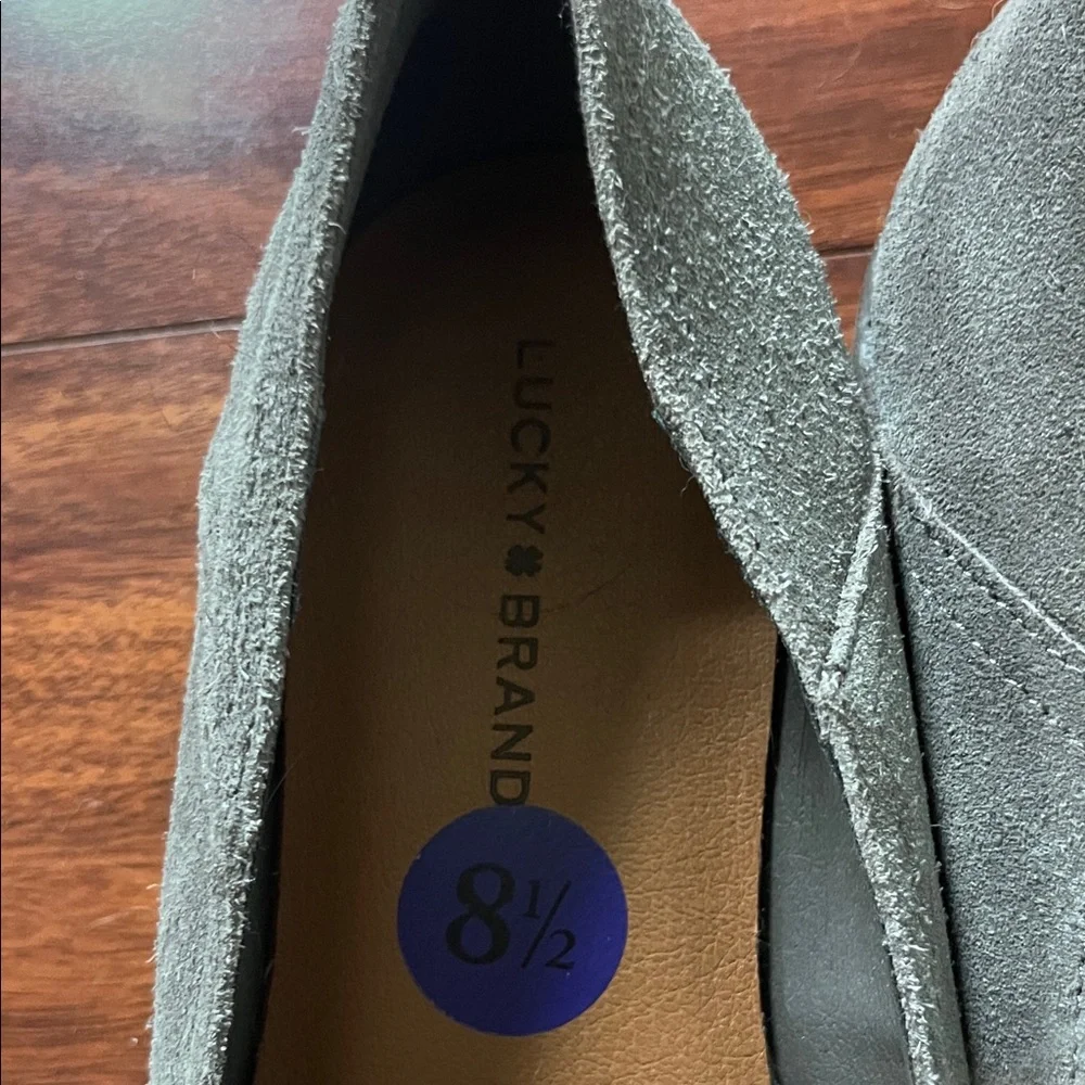 Lucky Brand Tan/Olive Suede Slip-Ons